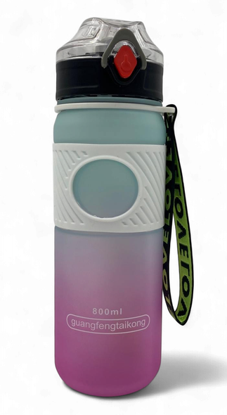 WATER BOTTLE 2237P TWO TONE PLASTIC 800ML 6.5 X 23.6CM LARGE / Blue Cap