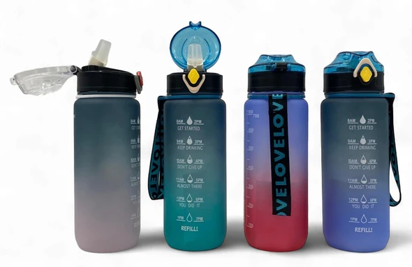 WATER BOTTLE 2252P TWO TONE PLASTIC 800ML 7 X 23.2CM LARGE / White Base
