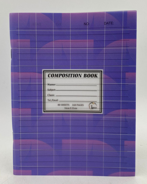 STATIONERY EXERCISE BOOK 80 SHEETS 160 PAGES 16CM X 21CM COMPOSITION BOOK Y32/CB-44 SOFT COVER LUCKY