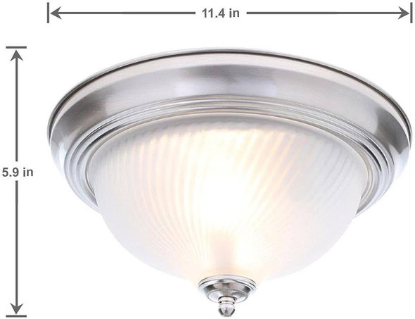 LIGHT FIXTURE 370 830 BRUSHED NICKLE FINISH 11" FLUSH MOUNT LIGHT FIXTURE 370 830 BRUSHED NICKLE FINISH 11" FLUSH MOUNT
