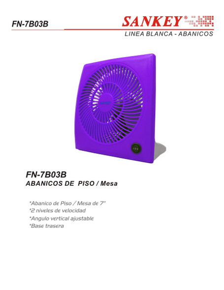 FAN 7" DESK SANKEY FN-7B03B 110V FAN 7" DESK SANKEY FN-7B03B 110V