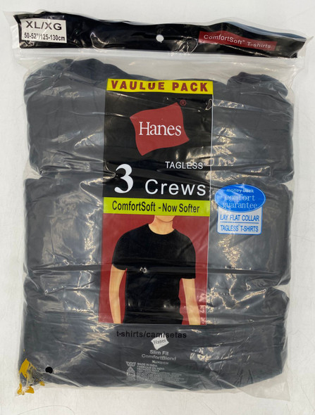 Men Hanes T-Shirt Black 3pack Tagless ComfortSoft (Generic)