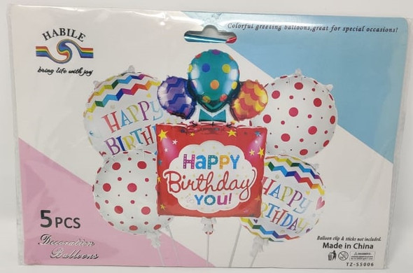 PARTY BALLOONS 5pcs Pack Square Gift Box Balloon Set with Happy Birthday in Red and White Colorful TZ-S5006 LS521