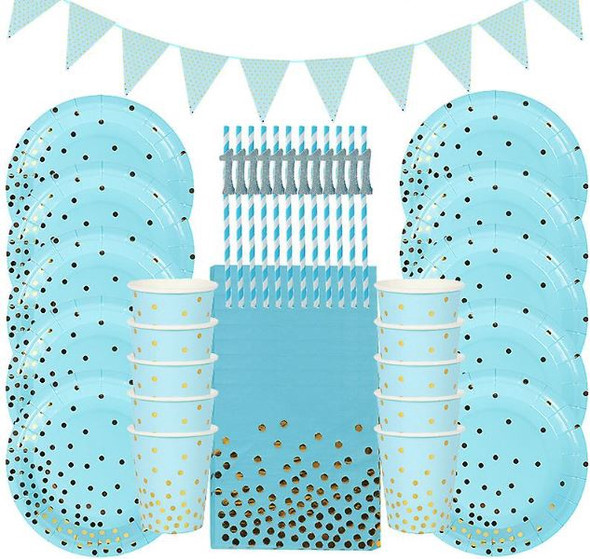 PARTY Decor/Tableware Set Pink Floral / Blue dots / Mermaid