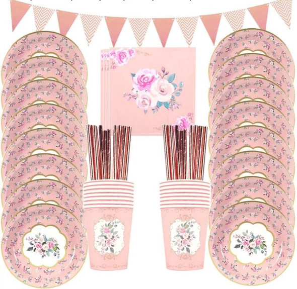 PARTY Decor/Tableware Set Pink Floral / Blue dots / Mermaid