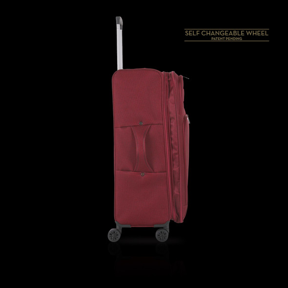 LUGGAGE SUITCASE TUCCI Italy MEDIUM 24" DIVISO T0357-24IN-RED FABRIC 4 WHEEL SPINNER RED
