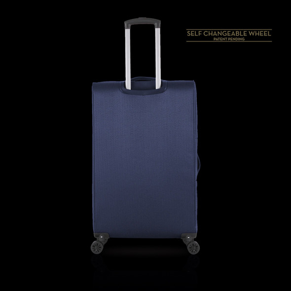 LUGGAGE SUITCASE TUCCI Italy CARRY ON 18" DIVISO T0357-18IN-NBLU FABRIC 4 WHEEL SPINNER NAVY BLUE