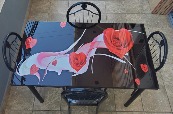GLASS DINING TABLE A31-M134 WITH 4 CHAIR SET