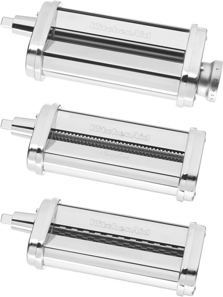 3-PIECE PASTA ROLLER & CUTTER ATTACHMENT KITCHENAID KSMPRA STAINLESS STEEL