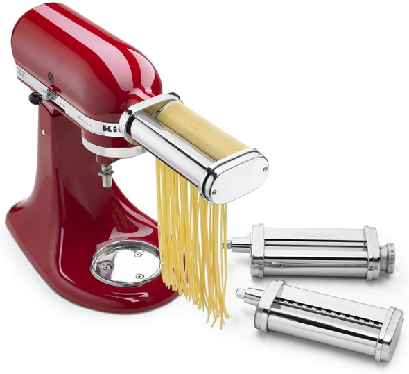 3-PIECE PASTA ROLLER & CUTTER ATTACHMENT KITCHENAID KSMPRA STAINLESS STEEL