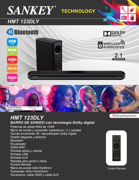 SOUNDBAR SANKEY HMT-123DLY 2.1