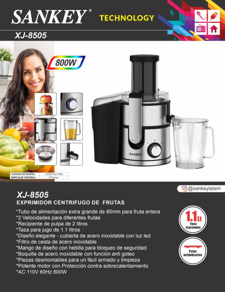 JUICE EXTRACTOR SANKEY XJ 8505 800W
