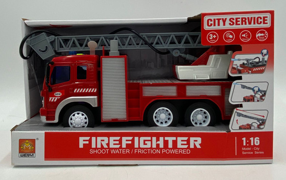 TOY FIRE FIGHTING TRUCK CITY RESCUE SERVICE 1:16 SCALE WENYI OPEN DOOR FRICTION POWERED WY351B CXL200-7D