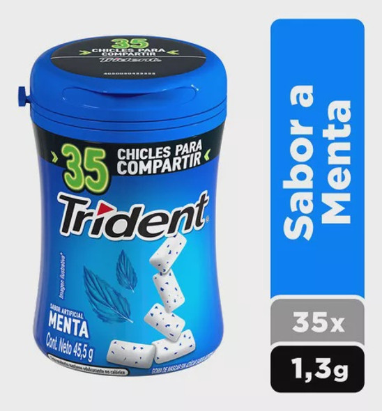 TRIDENT PEPPERMINT FLAVOR GUM SUGAR FREE 35-PIECES