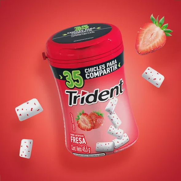 TRIDENT STRAWBERRY FLAVOR GUM SUGAR FREE 35-PIECES