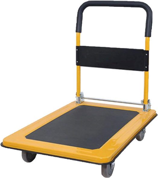 Flatbed Trolley Portable Folding Truck Hand-Pulled Four-Wheeled Cargo Trolley Warehouse Pull Truck Yellow (Yellow)