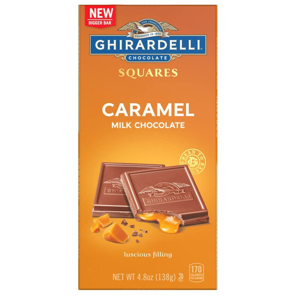 GHIRARDELLI MILK CHOCOLATE CARAMEL SQUARES BAR 138g