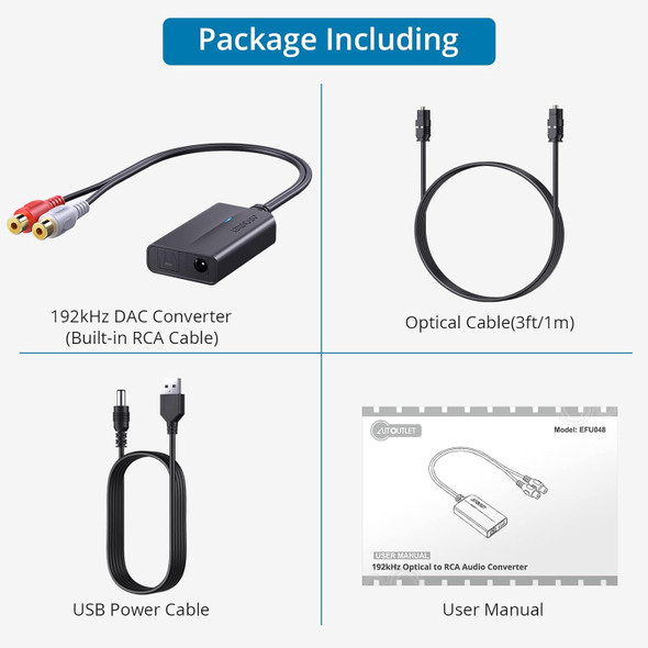 AUDIO CONVERTER OPTICAL TO RCA AUTOUTLET EFU048 192K
