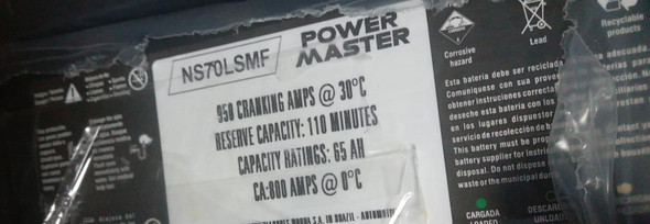 BATTERY POWERMASTER 14 PL. NS70LSMF 950CA 68AH /  65AH (NS70LH)
