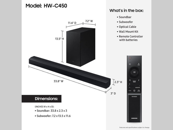 SOUNDBAR SAMSUNG HW-C450 2.1 C-SERIES 1Y SOUNDBAR SAMSUNG HW-C450 2.1 C-SERIES 1Y