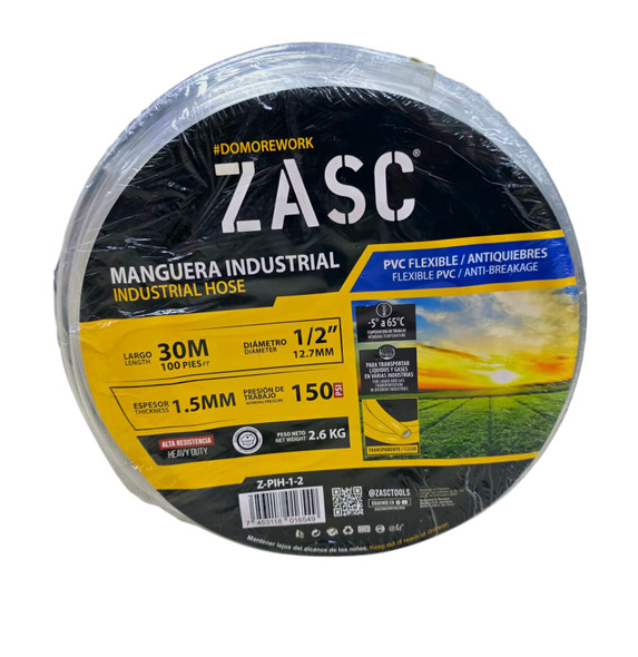 HOSE CLEAR 1/2" 30M ROLL ZASC Z-PIH-1-2 HOSE CLEAR 1/2" 30M ROLL ZASC Z-PIH-1-2
