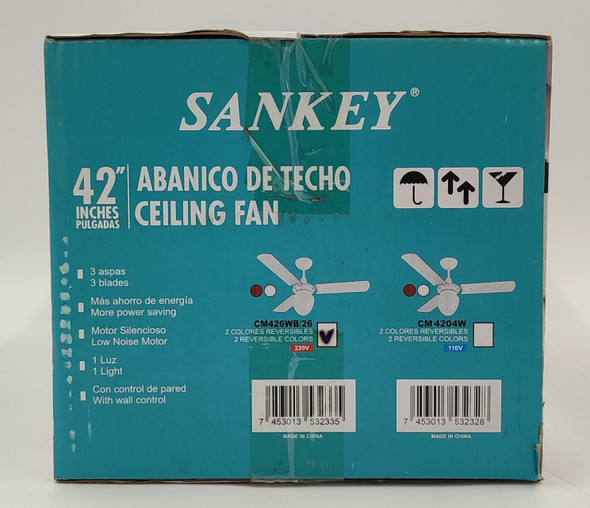 FAN CEILING 42" SANKEY CM426WB/26 220V WITH LIGHT FAN CEILING 42" SANKEY CM426WB/26 220V WITH LIGHT