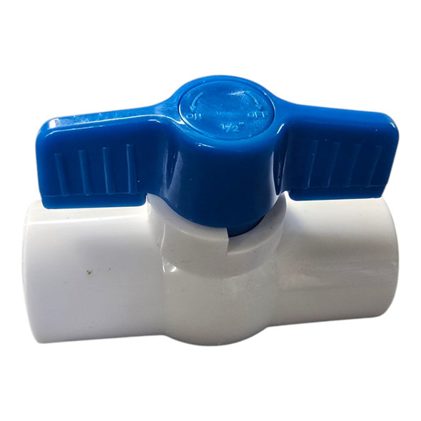 BALL VALVE 3/4" PVC WHITE WITH RED OR BLUE TOP