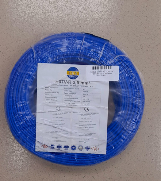 CABLE 2.5MM 1C TURKEY HESS BLUE SOLD PER ROLL