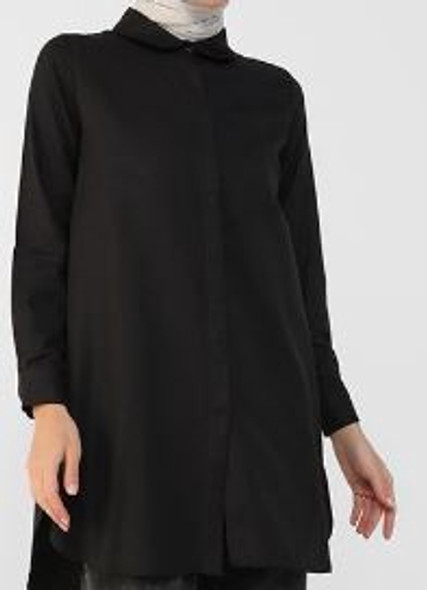 Top Tunic Black Button Down