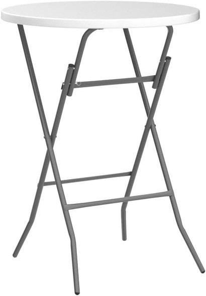 TABLE FOLDING PLASTIC WHITE COCKTAIL Y39 ZDZ-812 2.6FT STRAIGHT ROUND 31.5" X 43.5"