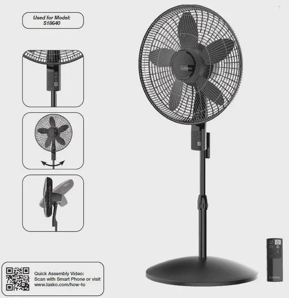 FAN 18" STAND LASKO S18640 WITH REMOTE 110V