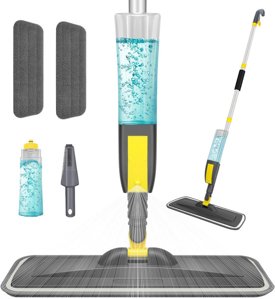 Spray Mop Reusable Microfiber Pad Grey / Red