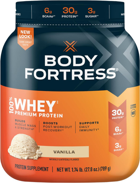 Supplement Body Fortress Whey Protein Powder Vanilla 1.74lb