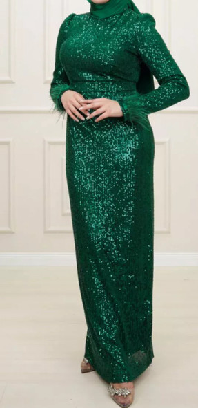 Dress Evening Occasion Sequin Blush / Copper / Emerald
