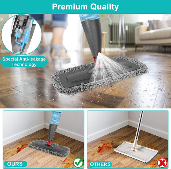 Spray Mop with 3pcs Washable Wet Dry Microfiber Pads Cldream