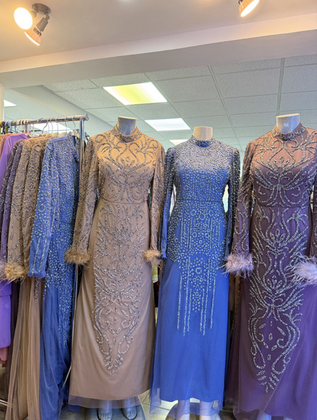 Dress Evening  Occasion Tulle Beaded Feather