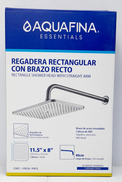 SHOWER HEAD AQUAFINA RECTANGLE 11.5" X 8" CHROME A-SHRE11-5X8-1
