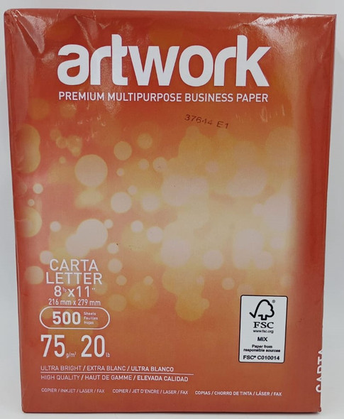 COMPUTER PRINTER PAPER OFFICE COPY ARTWORK LETTER 8.5" X 11" WHITE 500 SHEETS 75GSM