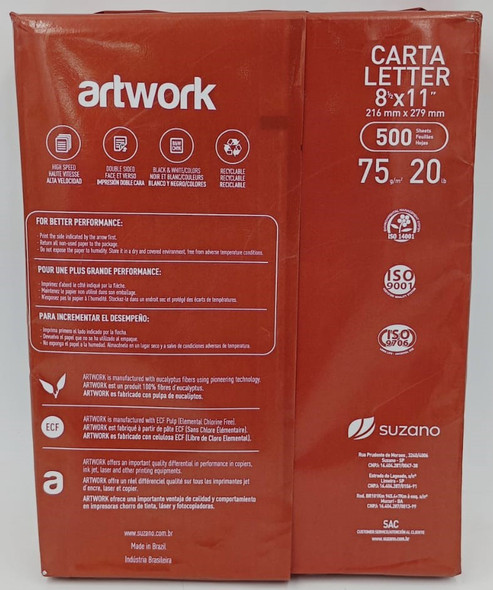 COMPUTER PRINTER PAPER OFFICE COPY ARTWORK LETTER 8.5" X 11" WHITE 500 SHEETS 75GSM
