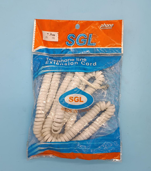 TELEPHONE EXTENSION CORD SGL 7.5M / 25FT COILED