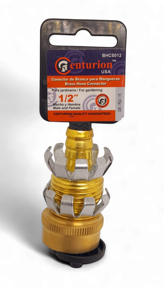 HOSE CONNECTOR BRASS CENTURION 1/2" MALE AND FEMALE BHCS012