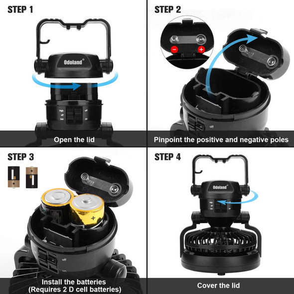 TORCH LIGHT LED 2IN1 CAMPING FAN ODOLAND