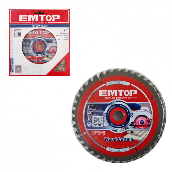 BLADE CIRCLE SAW 7 1/4" 185mm 40T EMTOP ETCT1185152