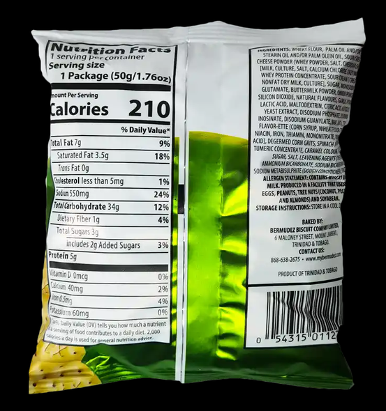 BERMUDEZ CRIX CHEESE & SPINACH MINI SNACK CRACKERS 50g 1.76oz