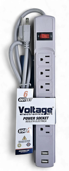 POWER STRIP 6 OUTLET VOLTAGE WITH USB PORT GTS-TM14