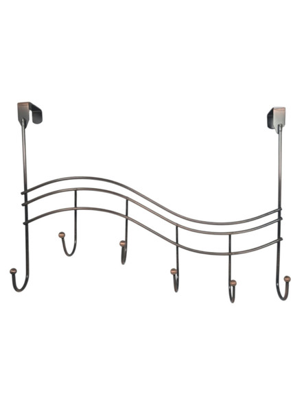 HOOK RACK OVER THE DOOR 6 HOOKS BRONZE 18" WIDE