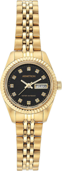 Watch Women Armitron Gold Bracelet Crystal 2475BKGP .