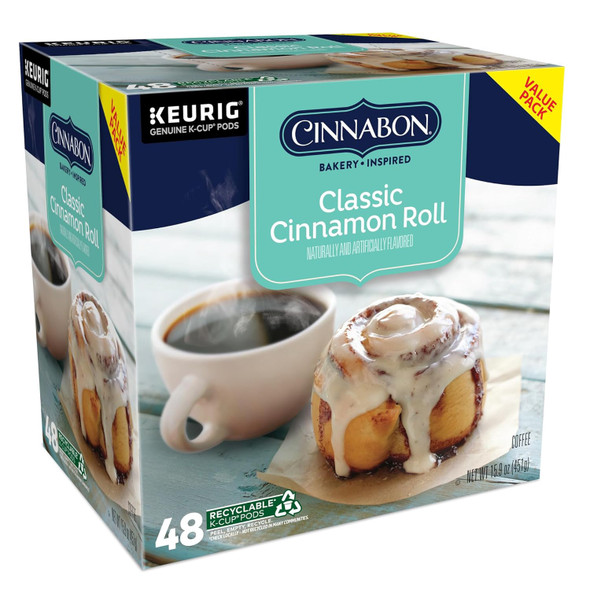 Coffee k-Cup Pods Keurig Cinnabon Classic Cinnamon Roll 48 .