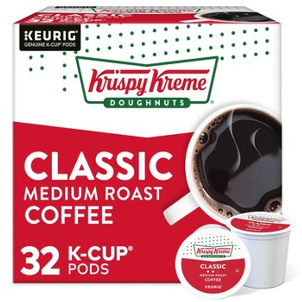 Coffee k-Cup Pods Keurig Krispy Kreme Classic Medium Roast 32