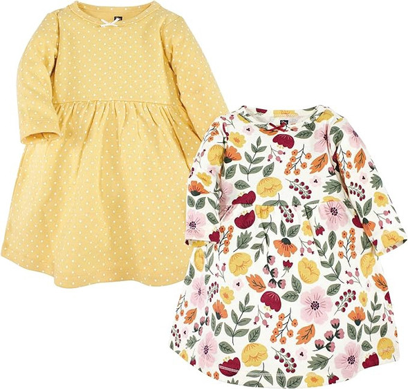 Baby Dress Hudson 2Pack Cotton Floral Polka Dots Baby Dress Hudson 2Pack Cotton Floral Polka Dots